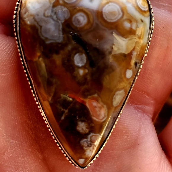 New Ocean Jasper Antique Design 925 Silver Pendant. - Picture 5 of 14